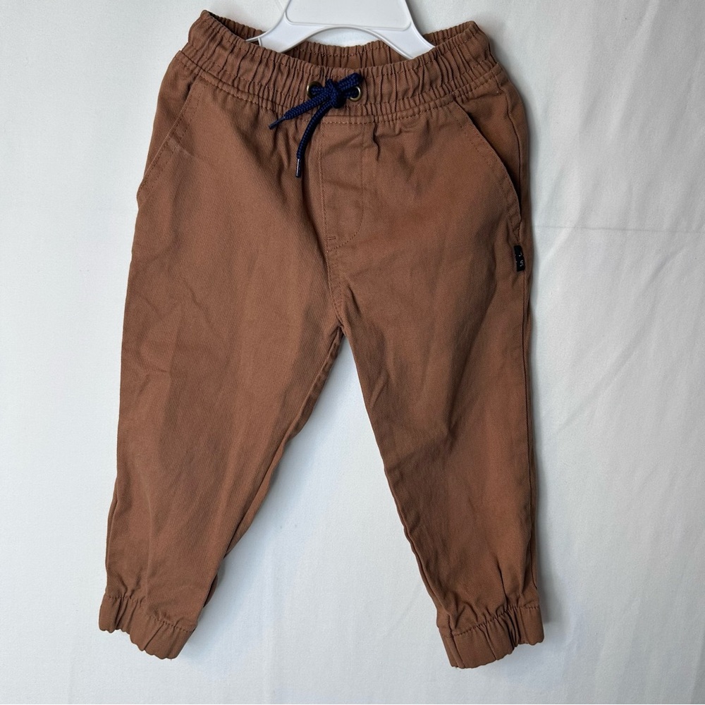 American Hawk Brown Kids Jogger Pants Boys Toddler Size 2T Adjustable Waistband